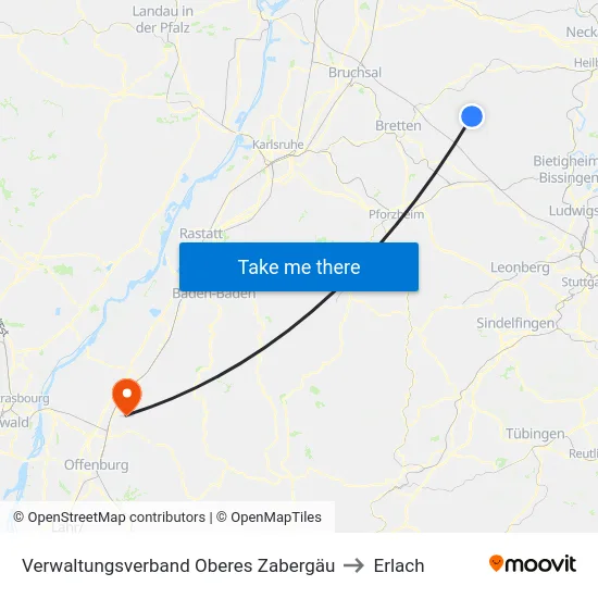 Verwaltungsverband Oberes Zabergäu to Erlach map