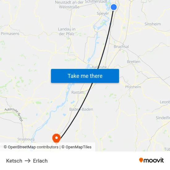 Ketsch to Erlach map