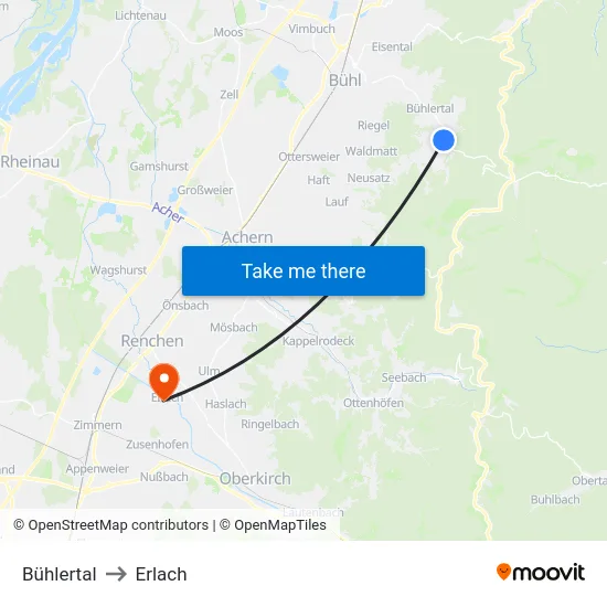 Bühlertal to Erlach map