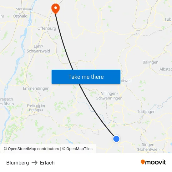 Blumberg to Erlach map