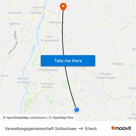 Verwaltungsgemeinschaft Schluchsee to Erlach map
