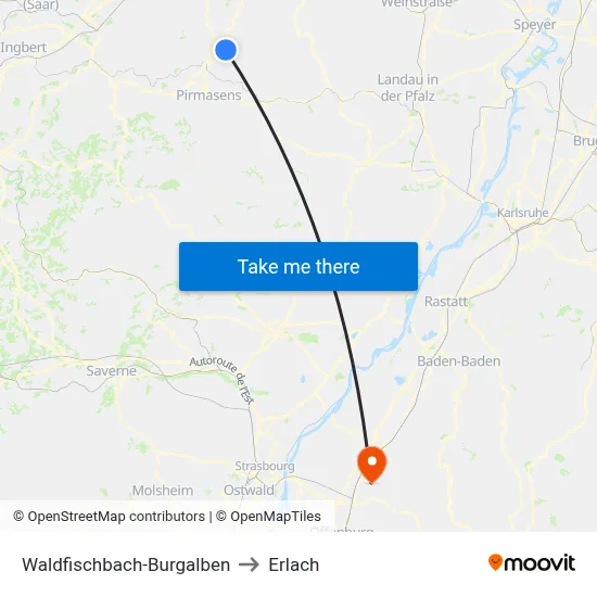 Waldfischbach-Burgalben to Erlach map