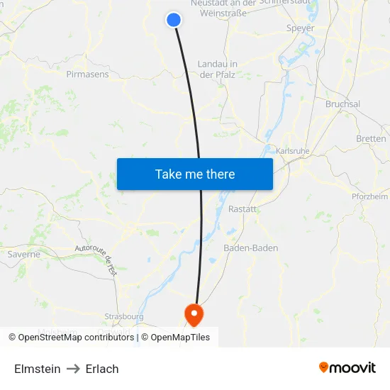 Elmstein to Erlach map