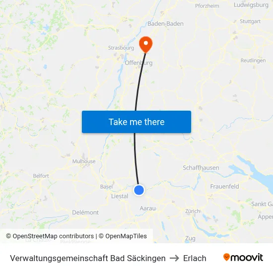 Verwaltungsgemeinschaft Bad Säckingen to Erlach map