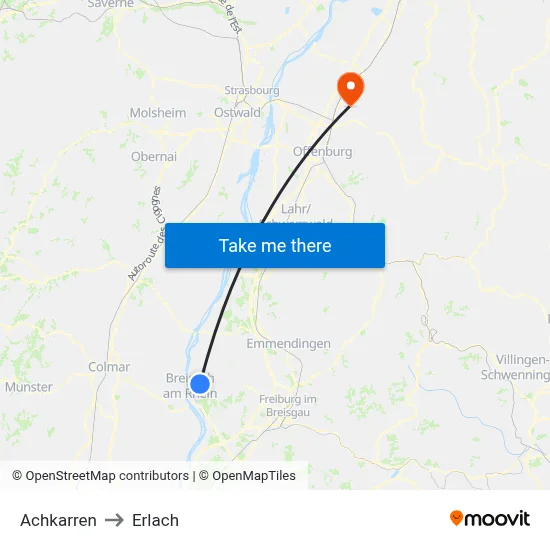 Achkarren to Erlach map