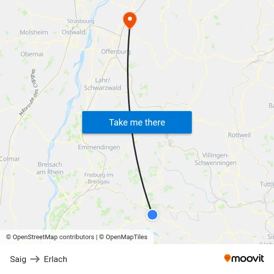 Saig to Erlach map