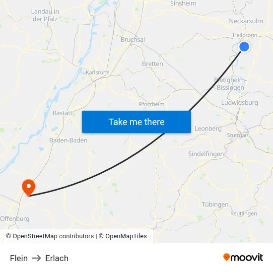 Flein to Erlach map