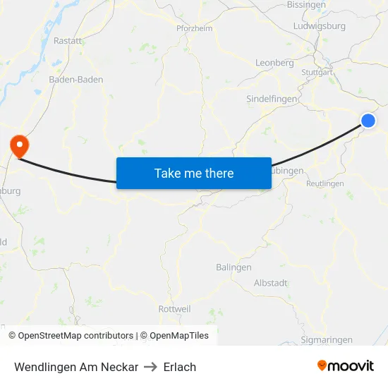 Wendlingen Am Neckar to Erlach map