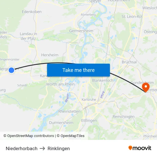 Niederhorbach to Rinklingen map