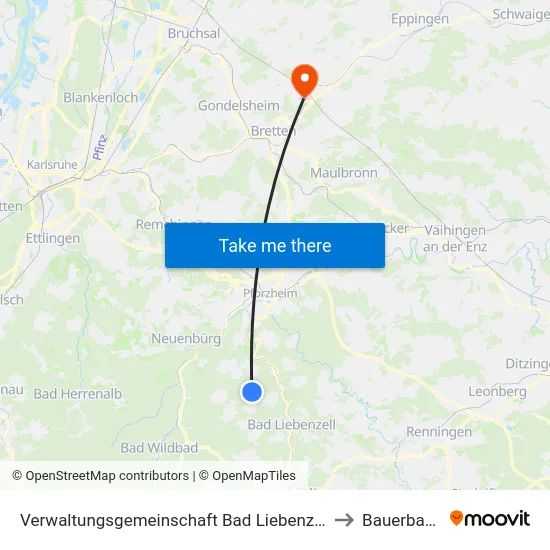 Verwaltungsgemeinschaft Bad Liebenzell to Bauerbach map