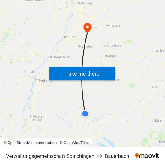 Verwaltungsgemeinschaft Spaichingen to Bauerbach map