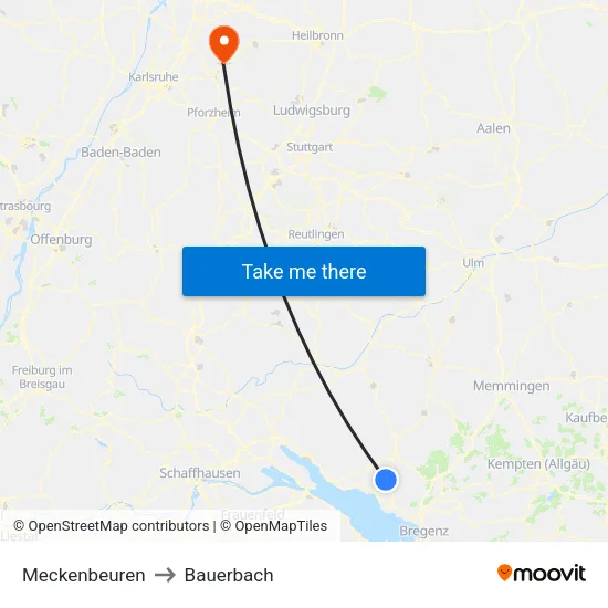 Meckenbeuren to Bauerbach map
