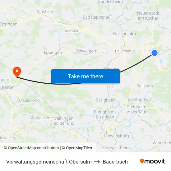 Verwaltungsgemeinschaft Obersulm to Bauerbach map