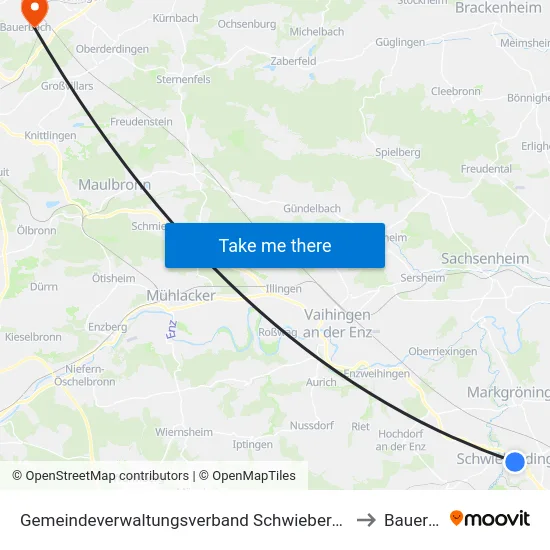 Gemeindeverwaltungsverband Schwieberdingen-Hemmingen to Bauerbach map