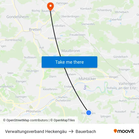 Verwaltungsverband Heckengäu to Bauerbach map