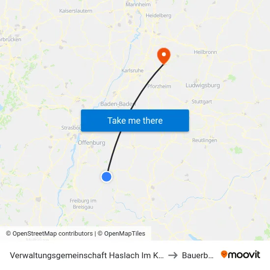 Verwaltungsgemeinschaft Haslach Im Kinzigtal to Bauerbach map