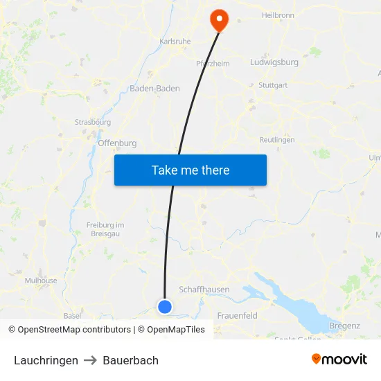 Lauchringen to Bauerbach map
