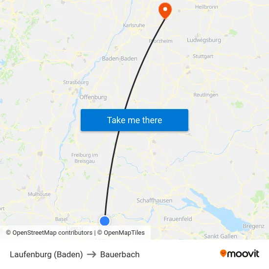 Laufenburg (Baden) to Bauerbach map