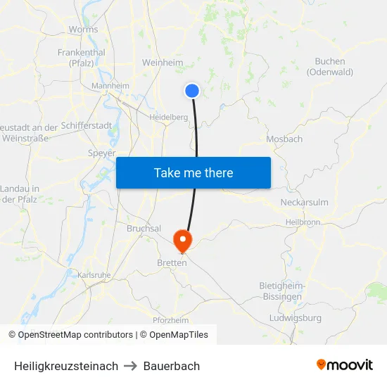 Heiligkreuzsteinach to Bauerbach map
