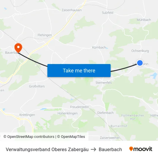 Verwaltungsverband Oberes Zabergäu to Bauerbach map