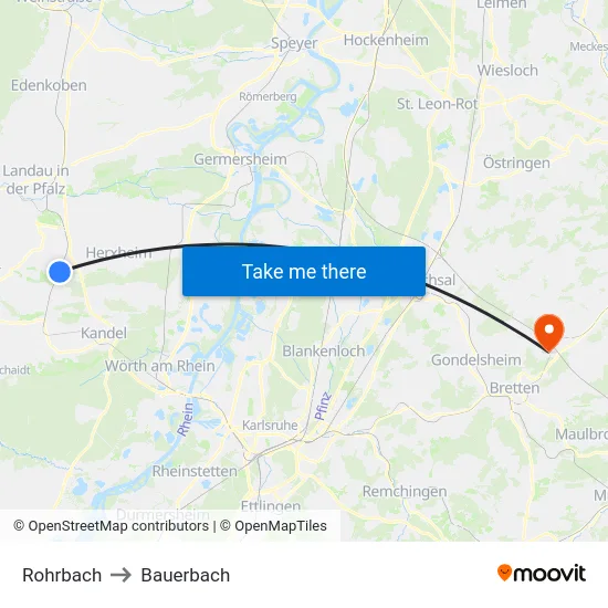 Rohrbach to Bauerbach map