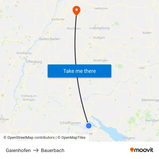 Gaienhofen to Bauerbach map