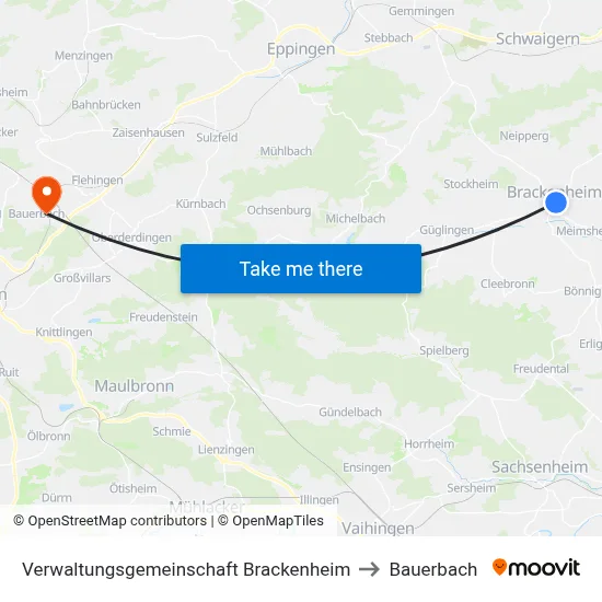 Verwaltungsgemeinschaft Brackenheim to Bauerbach map
