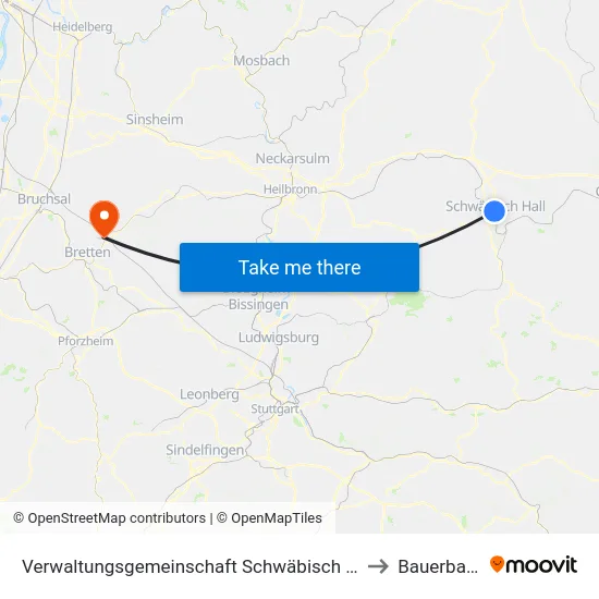 Verwaltungsgemeinschaft Schwäbisch Hall to Bauerbach map