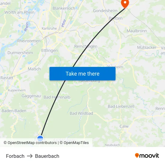 Forbach to Bauerbach map