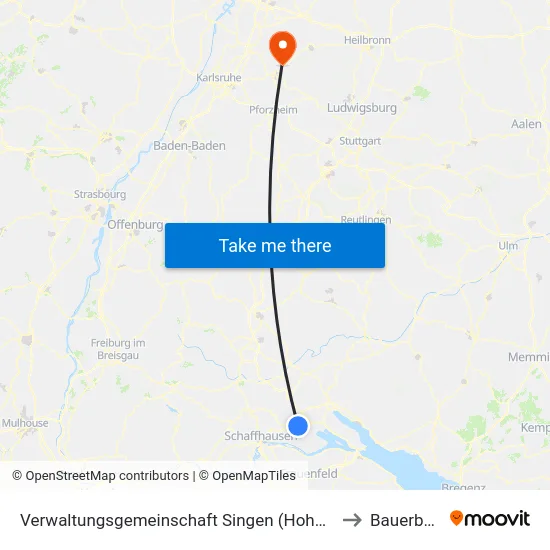 Verwaltungsgemeinschaft Singen (Hohentwiel) to Bauerbach map