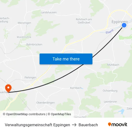 Verwaltungsgemeinschaft Eppingen to Bauerbach map