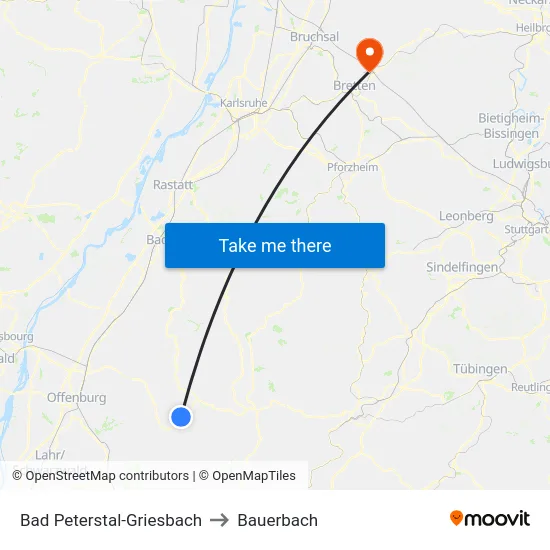 Bad Peterstal-Griesbach to Bauerbach map