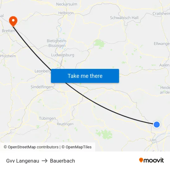 Gvv Langenau to Bauerbach map