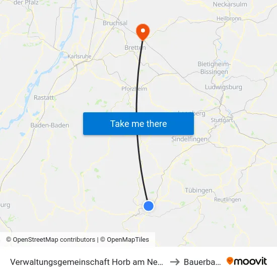 Verwaltungsgemeinschaft Horb am Neckar to Bauerbach map