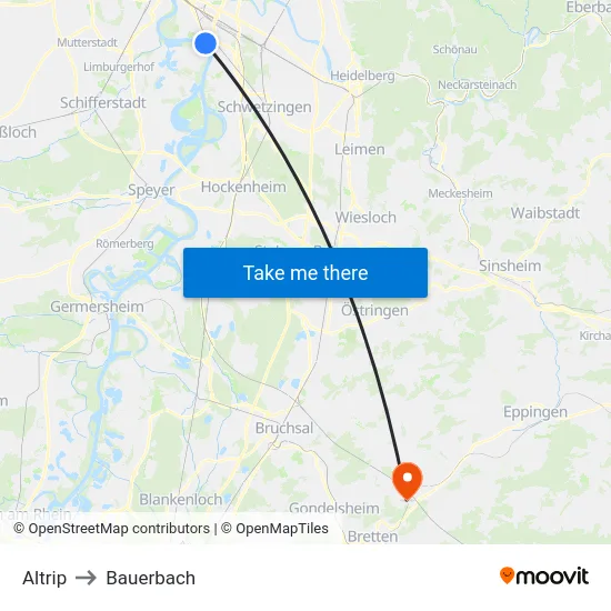 Altrip to Bauerbach map