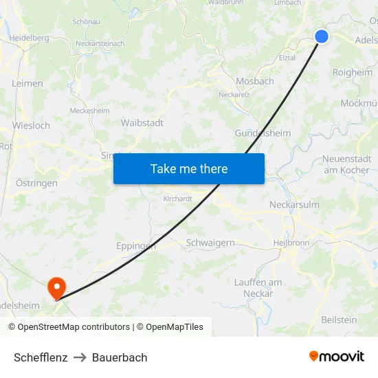Schefflenz to Bauerbach map