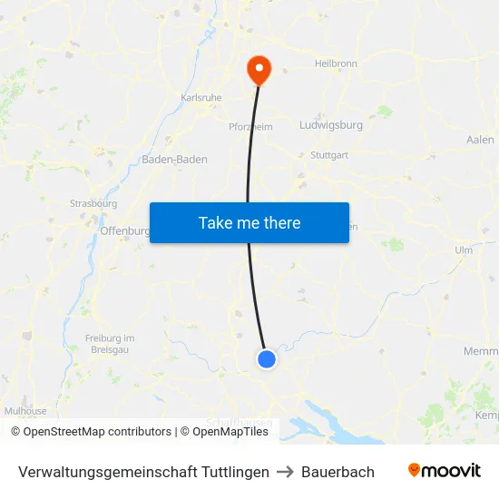 Verwaltungsgemeinschaft Tuttlingen to Bauerbach map