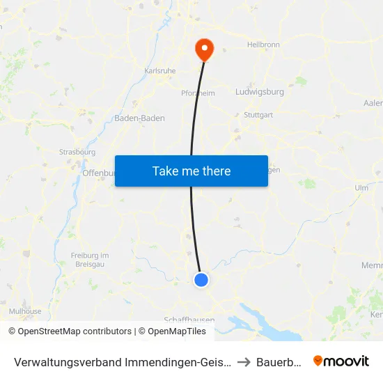 Verwaltungsverband Immendingen-Geisingen to Bauerbach map