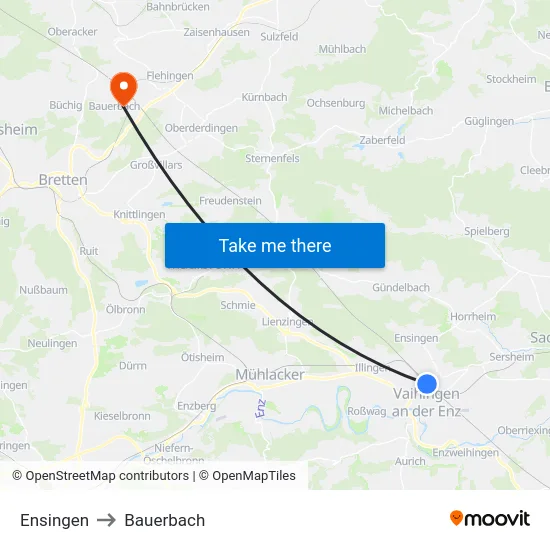 Ensingen to Bauerbach map