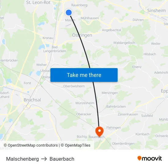 Malschenberg to Bauerbach map