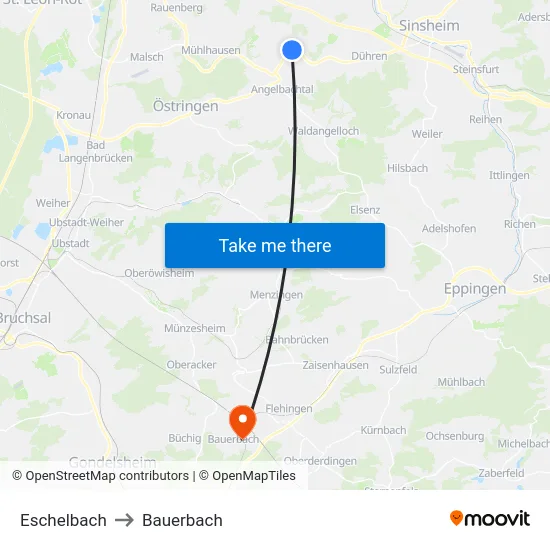Eschelbach to Bauerbach map