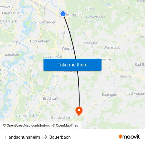 Handschuhsheim to Bauerbach map