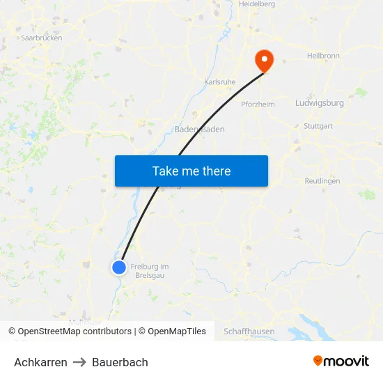 Achkarren to Bauerbach map