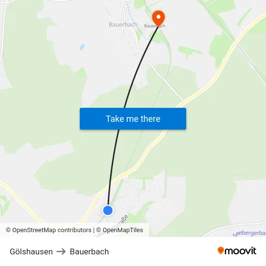 Gölshausen to Bauerbach map