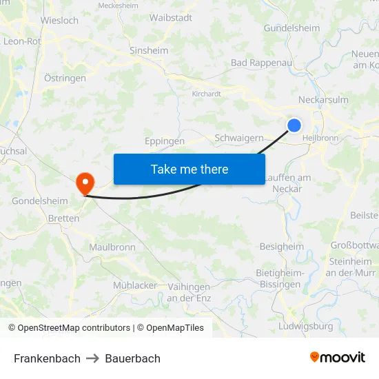 Frankenbach to Bauerbach map