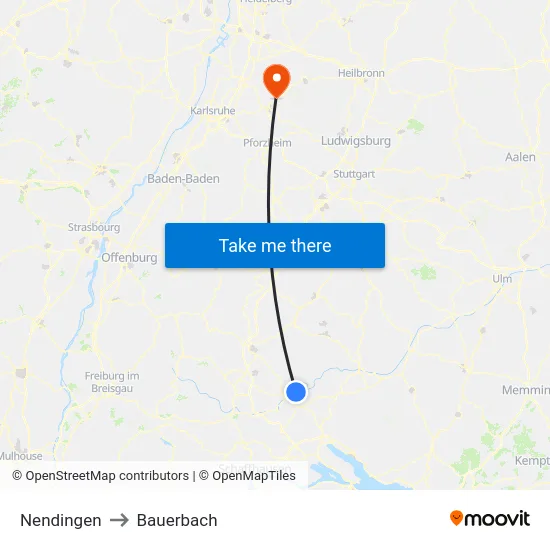 Nendingen to Bauerbach map