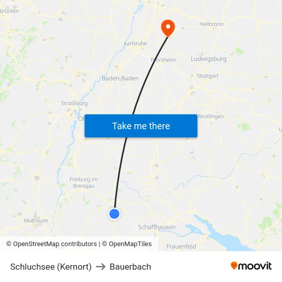 Schluchsee (Kernort) to Bauerbach map