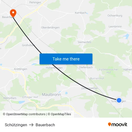 Schützingen to Bauerbach map