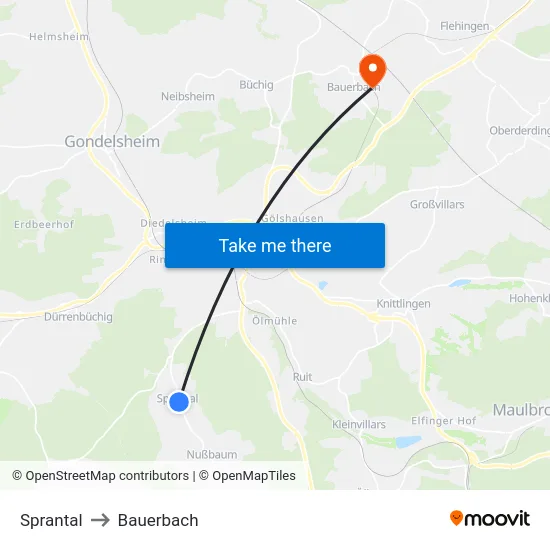 Sprantal to Bauerbach map