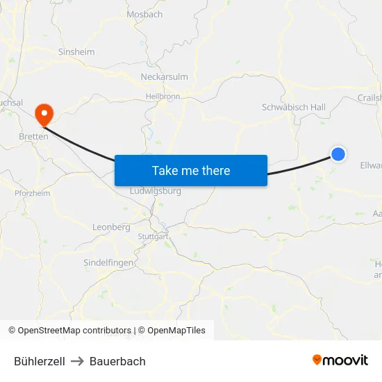 Bühlerzell to Bauerbach map